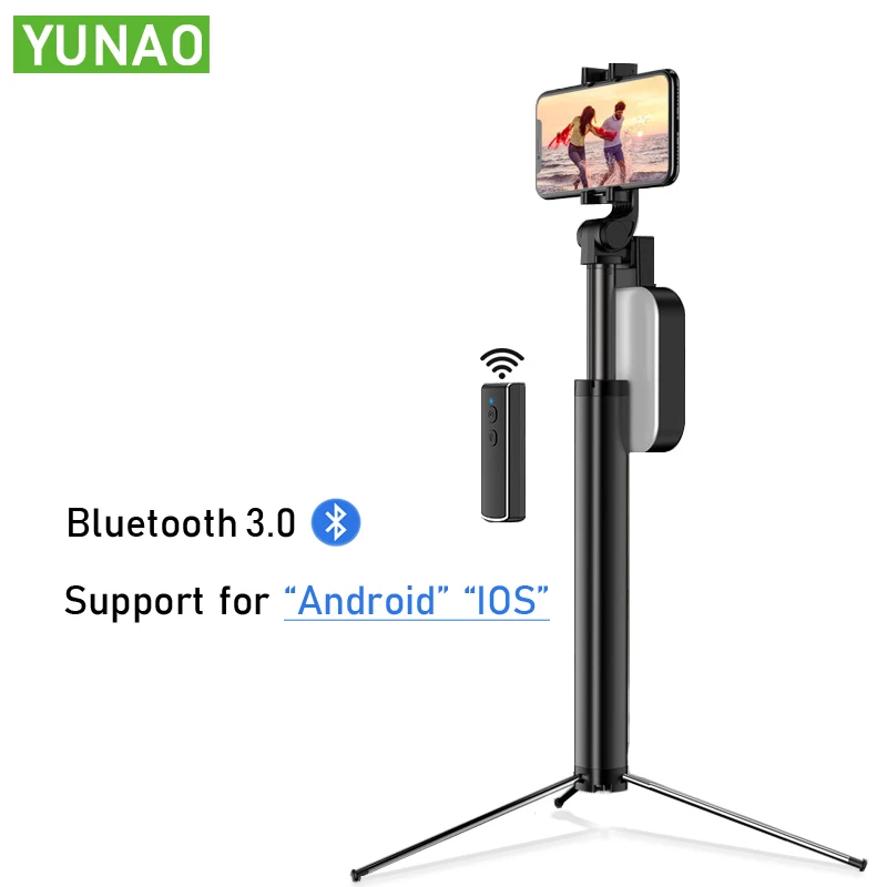YUNAO Bluetooth селфи палка штатив для телефона светодиодный красивый светильник длина