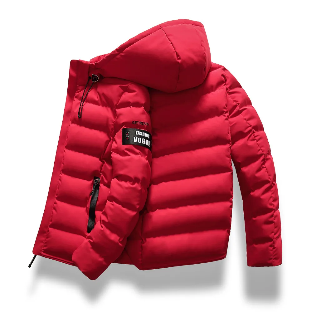 

New Fashion Men Winter Jacket Coat Hooded Warm Mens Striped Winter Coat Casual Slim Fit Student Male Overcoat