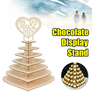 

Chocolate Display Stand Cake Rack Wedding Event Party Wood Heart Shape Tower Plate Dessert Organizer Home Desktop Decorations