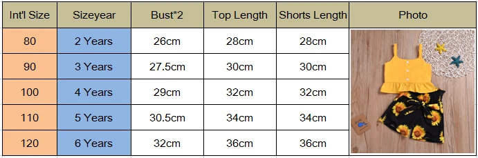 Детские костюмы с принтом подсолнуха для малышей, детская одежда для малышки, топы без рукавов для девочек, футболка шорты с цветочным принтом комплекты с бантом От 1 до 6 лет