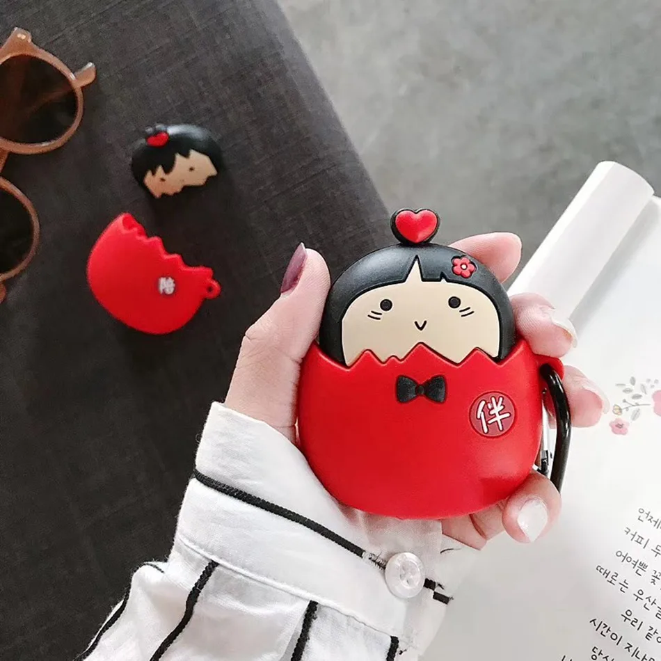 472 3D чехол для наушников s для AirPods, силиконовый чехол с милым мультяшным щенком для Apple Air pods 2, забавный чехол для наушников, кольцевой ремешок - Цвет: 472