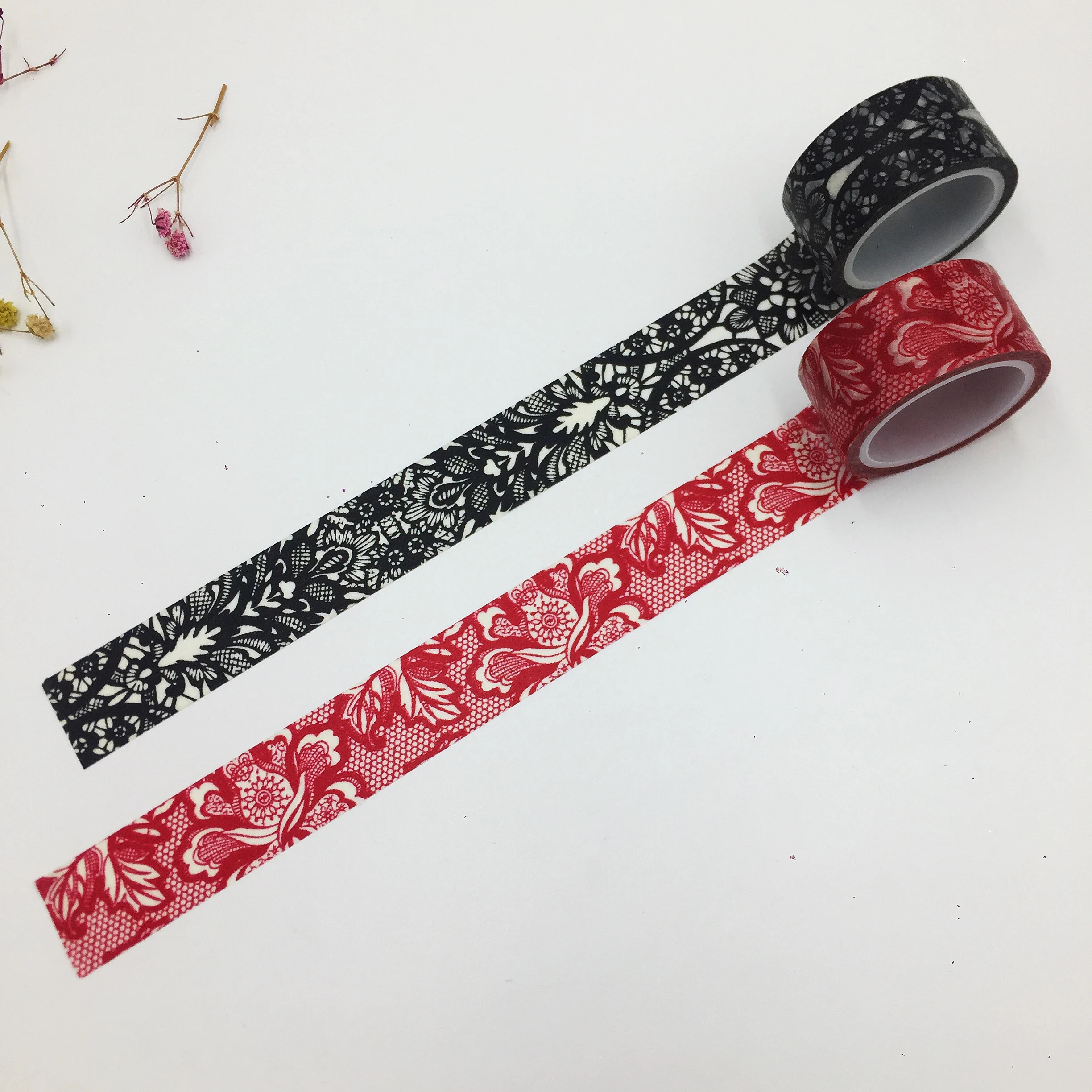 Beautiful high quality  washi paper  tape/20mm*5m  Red lace  and Black lace design  masking  japan washi tape