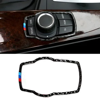 

1pc Car Auto Carbon Fiber Multimedia Buttons Trim Decor Frame For BMW 3 4 Series