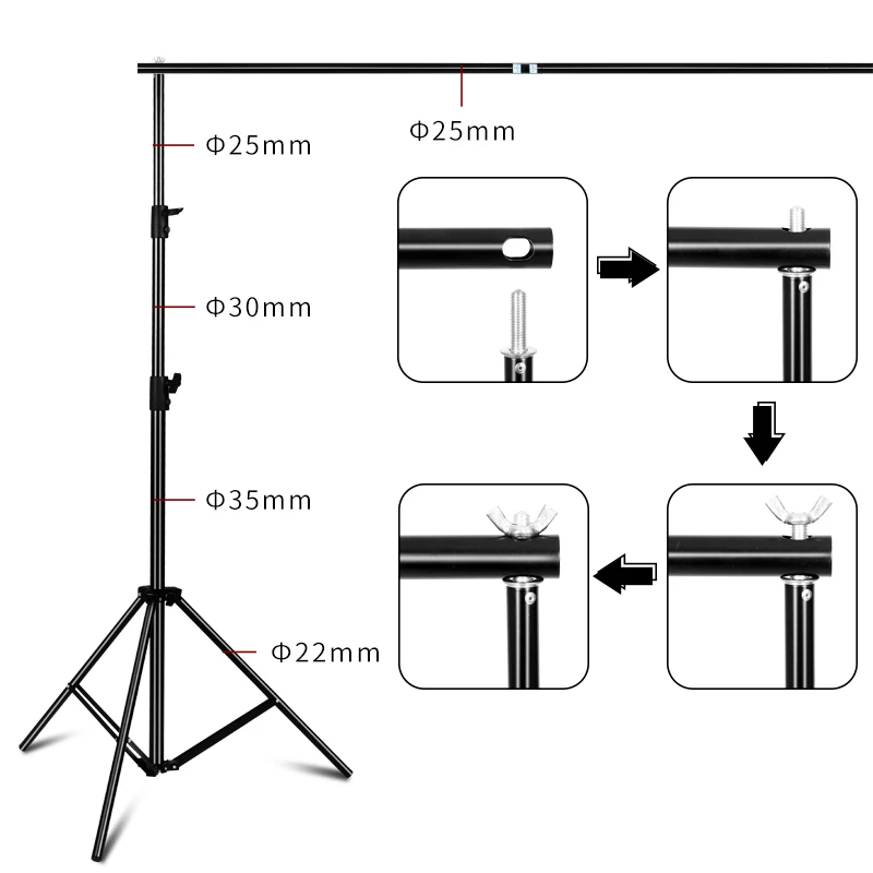  Photography 3X7M Background Backdrop Stand Support System Kit for Photo Studio Muslin Backdrops Pap