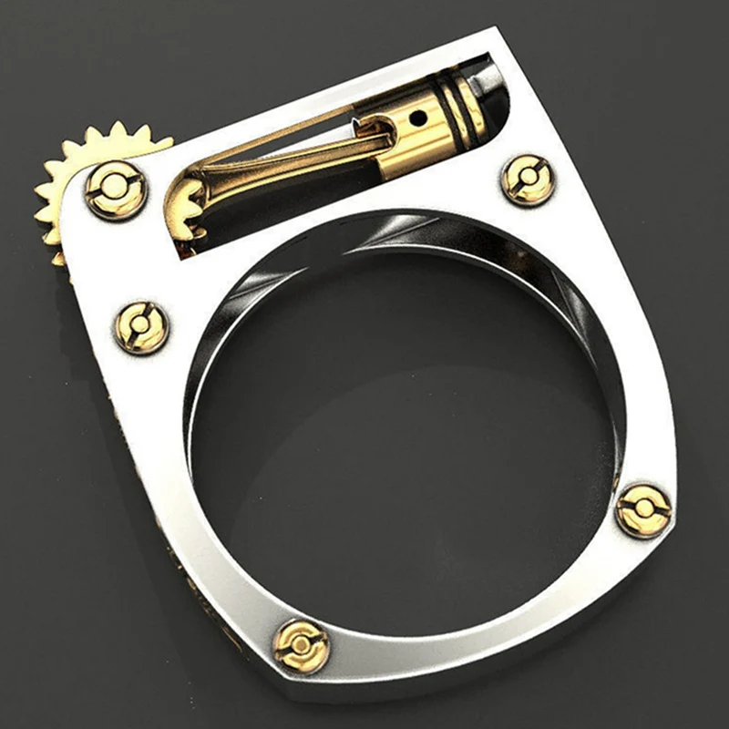 Обручальное кольцо золотого и серебряного цвета Панк, кольцо на палец, геометрическое механическое зубчатое колесо, кольцо для женщин и мужчин, современные ювелирные изделия, вечерние кольца