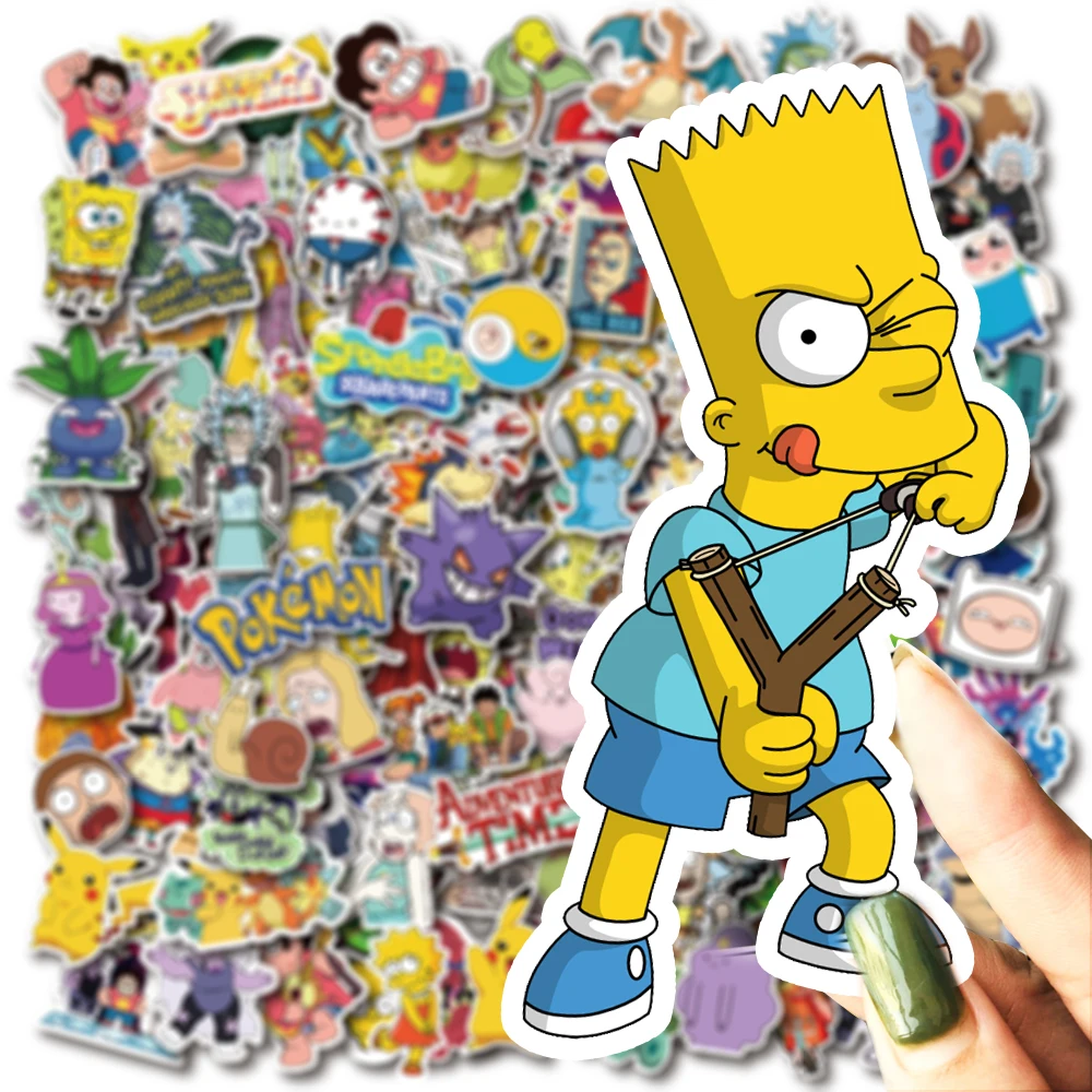 300 PCS Large Pack America Europe Animation and Pokemon Pikachu Cartoon Waterproof PVC Stickers for Laptop Helmet Bicycle Bottle