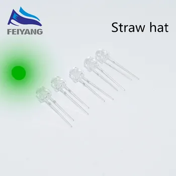 

500pcs 5mm Straw Hat Green Clear Lens LED Diode Light 5 mm Ultra Bright Wide Angle LED Light Emitting Diode Lamp Through Hole