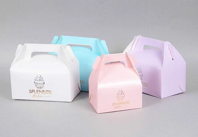 

15pcs Colored blank cute gift box candy wedding favors box With Handle Party DIY Baking gift package box
