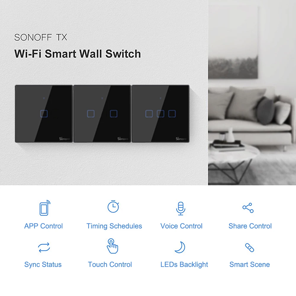 SONOFF настенный Wi-Fi адаптер 1/2/3 интеллигентая(ый) переключатель TX серии 433 мгц радиочастотный пульт дистанционного управления, настольная лампа, WI-FI переключатель умный дом переключатель