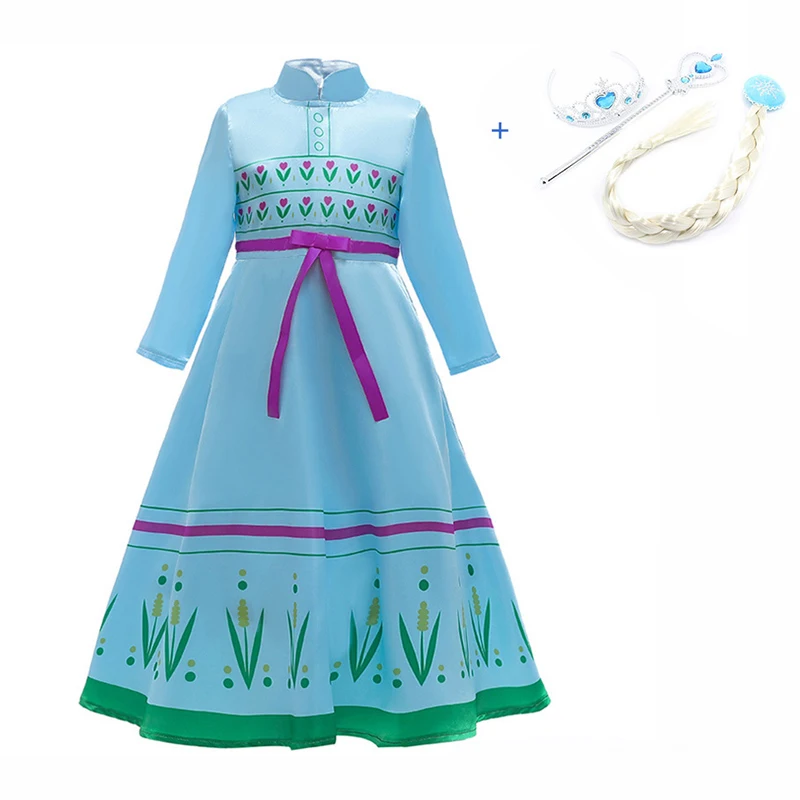 dress F-2 Детское платье для девочек платье принцессы из тюля с длинными рукавами Снежная королева Эльза Косплей вечерние костюм принцессы для девочек вечерние карнавальные - Цвет: dress F-2