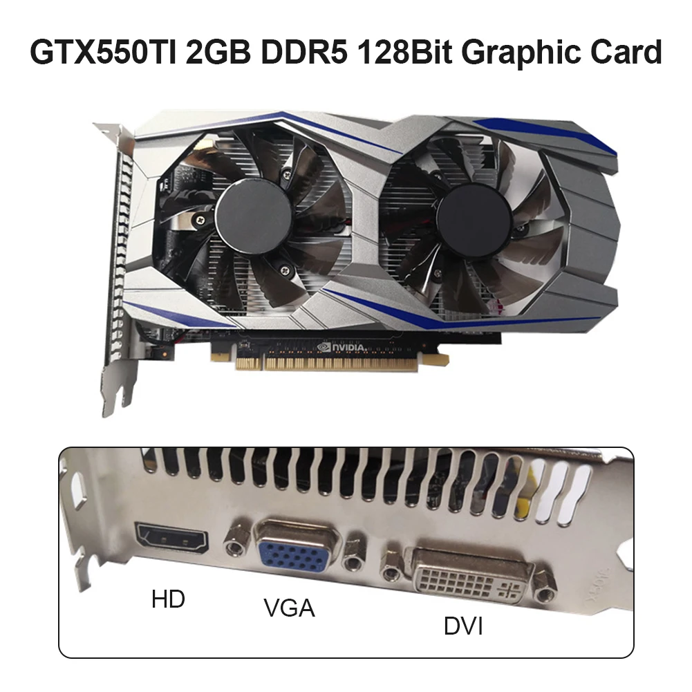 Computer Graphic Card GTX550Ti 128bit 2GB GDDR5 NVIDIA PCI-Express 2.0 HDMI-Compatible Gaming Video Cards with Dual Cooling Fan graphics card for desktop