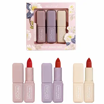 

Blue ZOO 3 PCS Velvet Matt Lipstick Set Mousse Female Lipstick Set