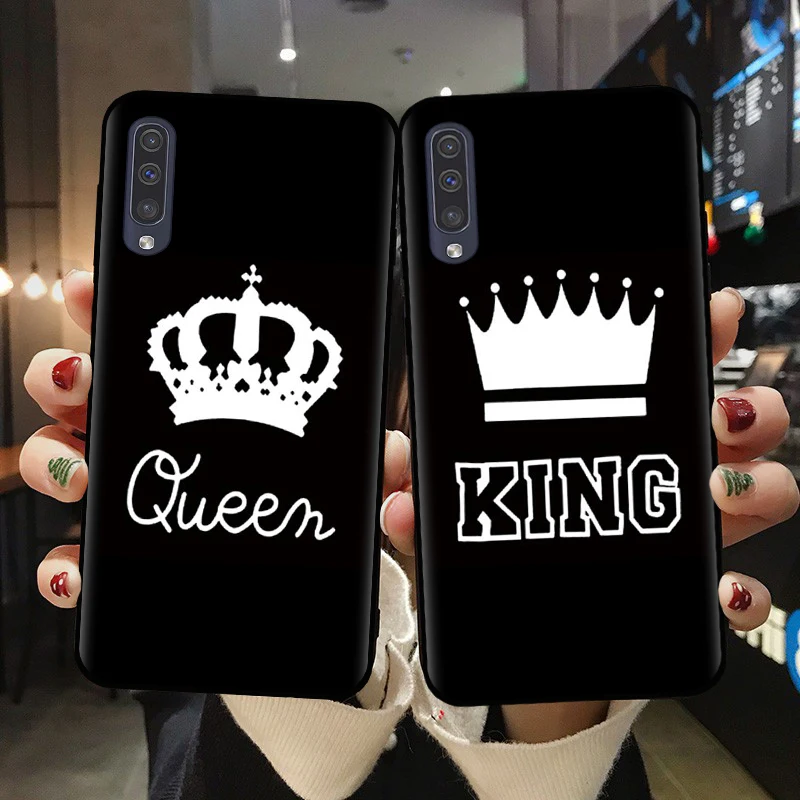 С рисунком из мультфильма King Queen Корона пара чехол для Samsung A10 A20 A30 A40 A50 A70 A41 A71 A6 A7 A8