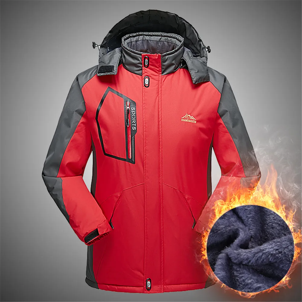 Red WWKK походные куртки Теплый Кемпинг Треккинг Лыжный Спорт Мужская Верхняя спортивная одежда водонепроницаемые пальто мужские с капюшоном зимние Новые мужские куртки - Цвет: Red