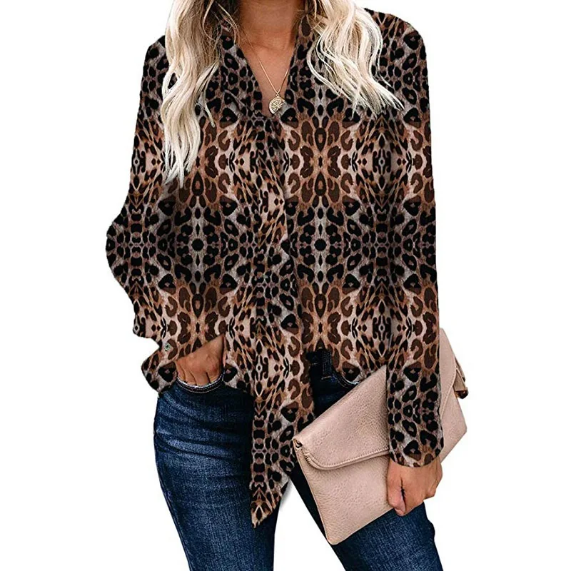 

Spring And Autumn 2020 Ladies' Loose Leopard Print Chiffon Shirt