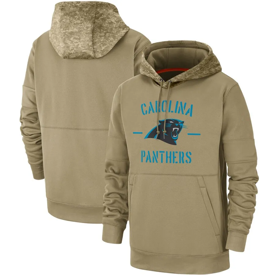 Carolina, мужская толстовка с американским футболом, Panthers,, Салют на обслуживание, Sideline, Therma, пуловер, толстовка с капюшоном, цвет коричневый