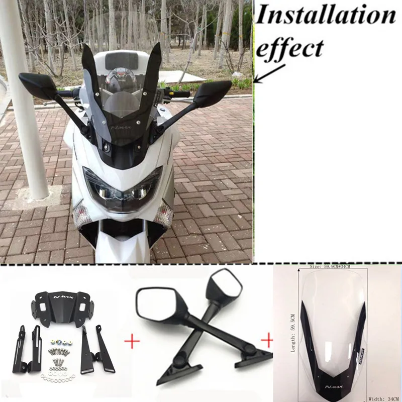 Модифицированный мотоцикл nmax зеркало sec Кронштейн Набор регулируемое ветровое стекло лобовое стекло кронштейн для yamaha nmax155 nmax 150 - Цвет: B mirror clear20