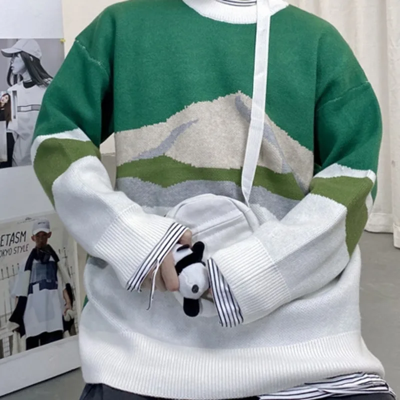 Winter Thick Sweater Men Warm Fashion Printing Casual O neck Knitted Pullover Mens Loose Knitting Sweaters 5