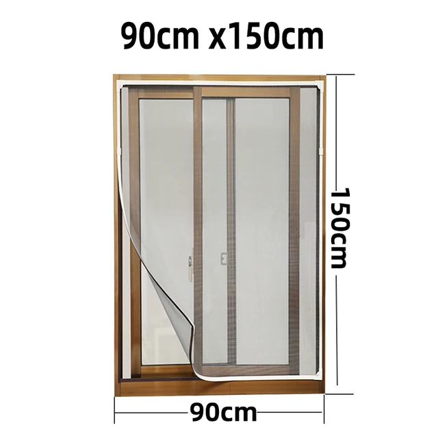 Inset Magnetic Window Screen Air Tulle Adjustable DIY Removable Washable Invisible Fly Mosquito Net Customize Screen Mesh Kit W 90cm x H 150cm