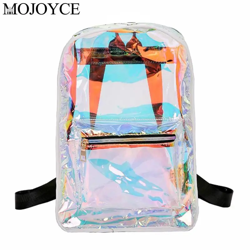 

Transparent Holographic Backpacks Korean Style Small Daypacks For Girls Shining Hologram Shoulder School Bags Fashion Knapsack