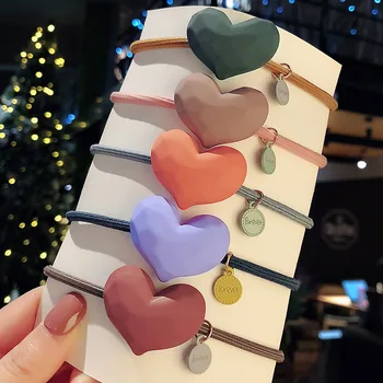 

Girl Hair Ring Net Red Sweet Lovely Heart-shaped Head Rope Bracelet Dual Use Simple Hair Rope Hair Tie Hair Leather Tendons