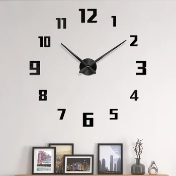 

2019 Free Shipping New Clock Watch Wall Clocks Horloge 3d Diy Acrylic Mirror Stickers Home Decoration Living Room Quartz Needle
