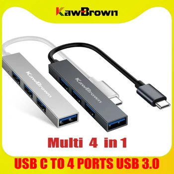 

KawBrown 4 Ports Type C HUB USB-C to USB 3.0 Splitter Converter OTG Adapter Cable for Macbook Pro iMac PC Laptop Notebook