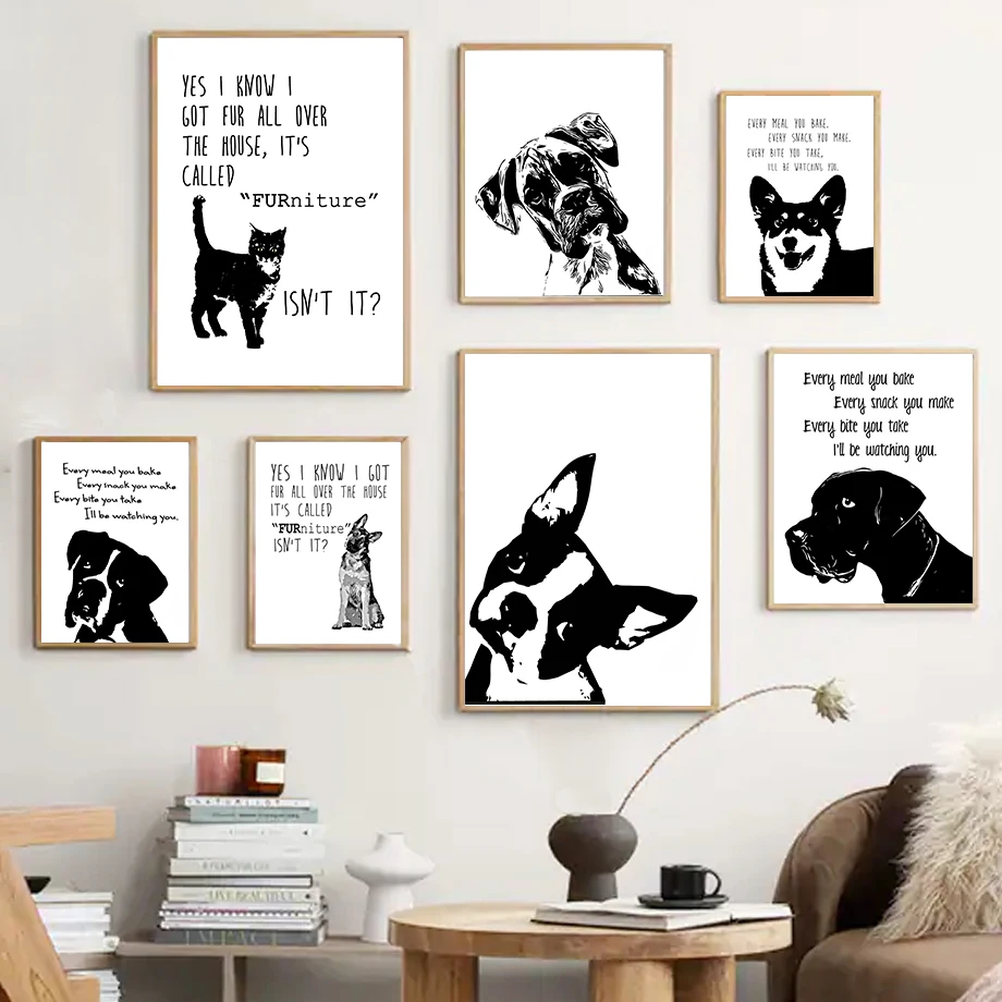 Настенная картина Boston Terrier лабрадор ошейник кошка Картина на холсте