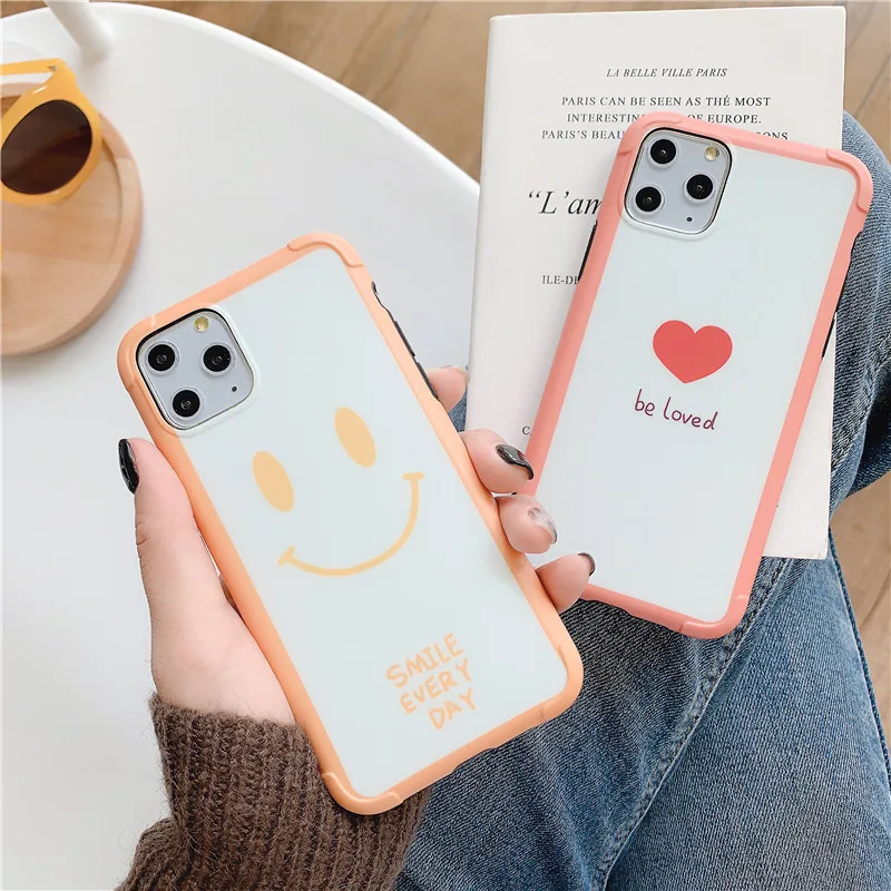 For IPhone 11 Pro Max 7 7Plus 8 8Plus X XS Soft Silcone Phone Case Cover Lover Heart Smile Simple Coque Fundas | Мобильные телефоны