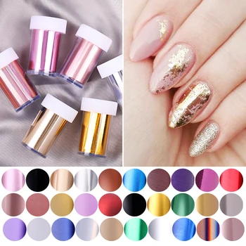 

1PC Charm Mirror Nail Foils Polish Stickers Metal Color sparkly Paper Transfer Foil Wraps Adhesive Decals Nail Art Decorations