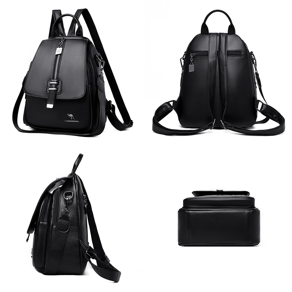 Luxury Designer Women Backpack High Quality Soft Leather Shoulder Bag Fashion School Bags Multifunction Rucksack Top-handle Bag