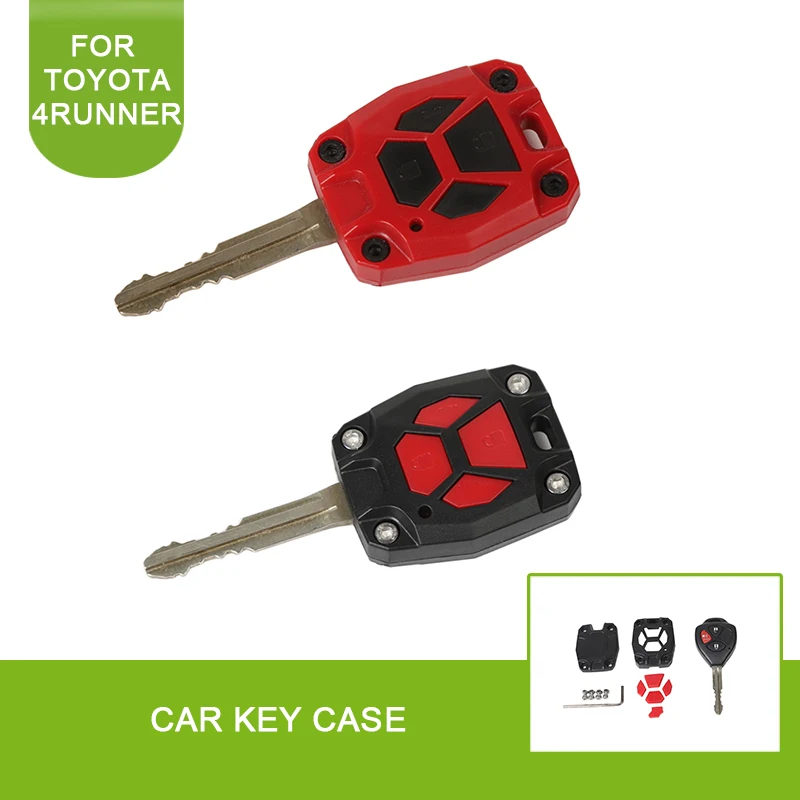 

For Toyota 4Runner 2010 up Car Key Shell Case Cover Protective Detachable Button Car Interior Accessories Styling Red/Black