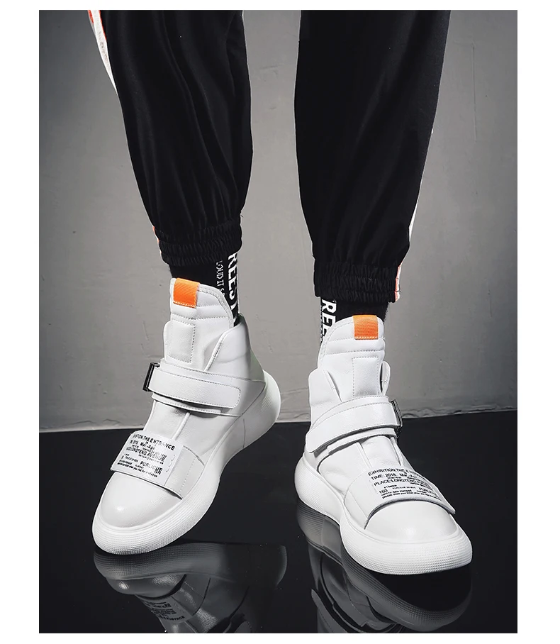IGxx обувь с высоким берцем кожаные мужские кроссовки сапоги панк до лодыжек для мужчин Металл Бег Баскетбол Крюк& Петля обувь черный