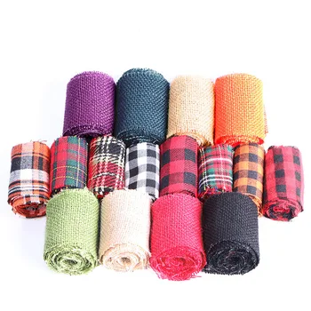 

Ribbon custom imitation linen Christmas linen ribbon decoration ribbon diy black and white red lattice ribbon ribbon