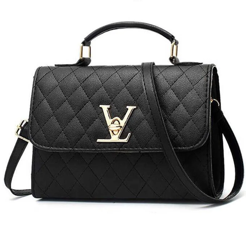 

2019 Hot Sale High quality chic pu small square bag Black Shoulder bag Lock plaid bags for women messenger bags ladies hand bags