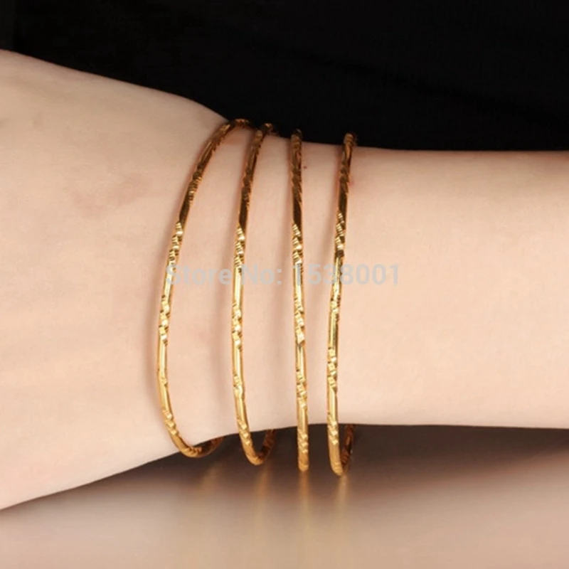 Резной простой жёлтый золотистый женский браслет 60 мм|women bangles|gold womens banglewomen gold