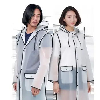 

Long Coat EVA Girls Raincoat Travel Clear Waterproof Rainwear Adult Poncho Outdoor Rain Coat Women Covered Transparent CC50YY