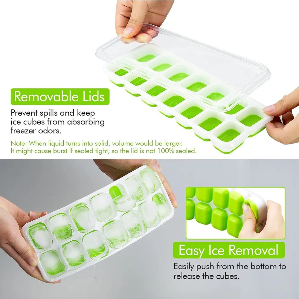 1pc Ice Tray With Easy Release Push Bottom For Making Ice Cubes