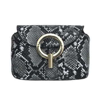 

Fashion Snake Pattern Leather Belt Bags Phone Pouch Women Pu Leather Waist Bags Gray