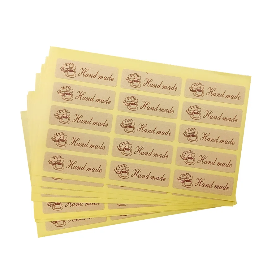 

120pcs/lot Cute Cake Kraft Paper Sticker Multi"Hand Made" Strip Decorative Adhesive DIY Sealing Sticker Gifts Package Label