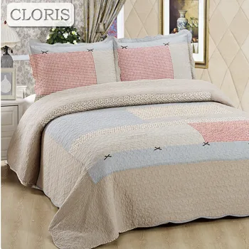 

CLORIS Retro Printing Flowers Plaid Bedding Set High Quality Queen Soft Pillowcases 3pcs Bed Set Home Print Duvet Cover Moscow