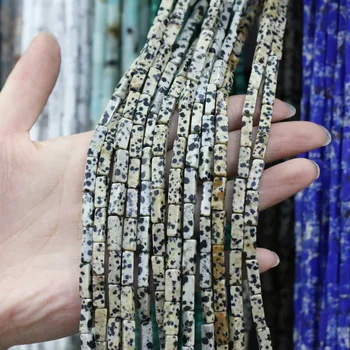 

Natural Stone Rectangular Scattered bead agates damation jaspers string Beads for Jewelry Making DIY Necklace Bracelet 4x13mm