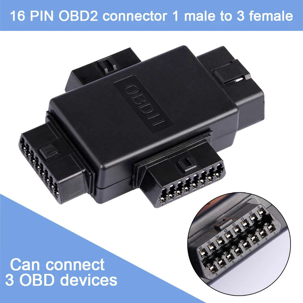 16 Pin OBD2 Автомобильная Соединительная заглушка 1 штекер до 3 Женский ELM327 многофункциональный разъем диагностические кабели инструмент автомобильный Соединительный адаптер
