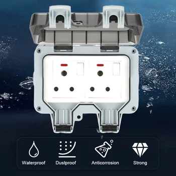 

Outdoor Waterproof Socket IP66 Prevent rainstorm Charging Extension Socket Rain-proof and Splash-proof Electrical Outlet LC