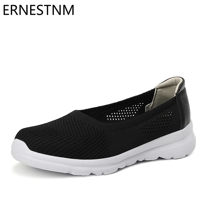 

ERNESTNM Flats New Arrival Spring Mesh Women Shoes White Flats Woman Loafers Slip on Low Heels Casual Espadrilles Ladies Shoes