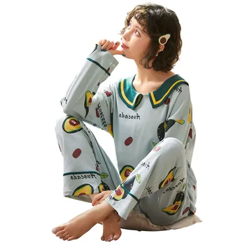 

Autumn Winter Cotton Pajamas For Women Cartoon Nightgown Loose Large Size Sweet Home Clothes Long Sleeve Pyjama Femme Sleepwear