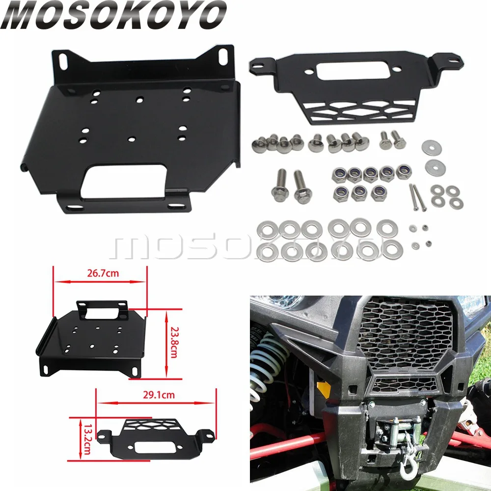 Utv Winch Mount Plate Bracket Replace For Polaris General Rzr 1000