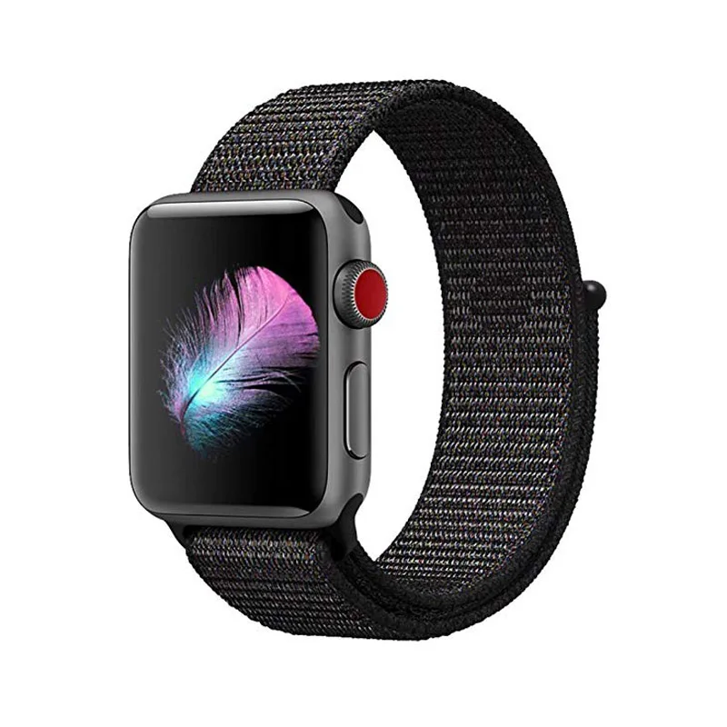 Мягкий дышащий нейлоновый спортивный бесшовный ремешок для Apple Watch 42/38/44/40 мм плетеный браслет для наручных часов iWatch серии 4/3/2/1 группа аксессуар - Цвет ремешка: Platinum black