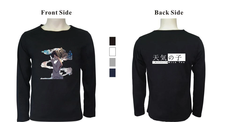 Son of the weather Anime  Printed T-shirts Men Women 2019 Spring Long Sleeve Casual Cotton Tops TeesT Harajuku Streetwear Tshirt