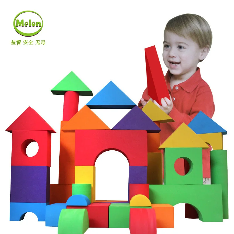 

Melon Brand Parent And Child Educational Inserted Building Blocks Toy 36 Capsules Building Large Pieces Color Creative Soft Buil